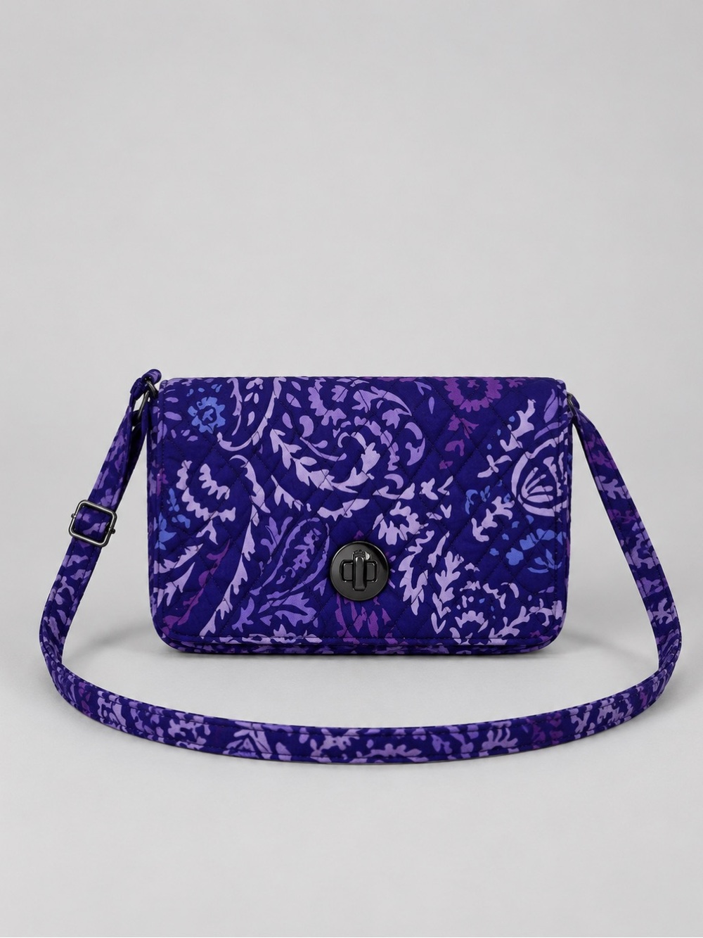 Vera Bradley Amethyst Turnlock Crossbody Shoulder Bag Bohemian Cotton Quilted